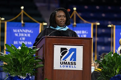 Convocation keynote speaker Nana Younge '18 told students that she learned college is a process - and a metaphor for entrepreneurship.