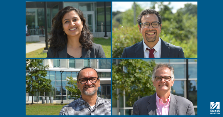 Researchers from the Gastón Institute. Clockwise from top left: Vishakha Agarwal, Alejandro Alvarez, Phillip Granberry, and Fabián Torres-Ardila.