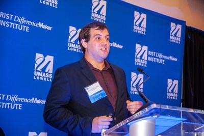 Jonathan Perez de Alderete '13, who co-founded Nonspec after winning the inaugural DifferenceMaker competition in 2013, shares his business journey at the anniversary celebration.