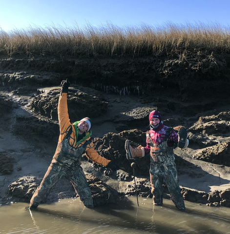 Baranes and undergraduate researcher Stella Wenczel working in the North/South River Marsh, Marshfield, Massachusetts. Credit: Jon Woodruff/UMass Amherst