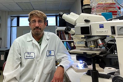 Biology Assoc. Prof. Rick Hochberg in his Invertebrate Biodiversity Lab at Olsen Hall on North Campus.