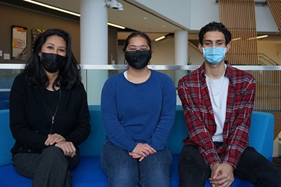 From left to right: Dean of Equity and Inclusion Leslie Wong, Ariel Shramko and Nilaish Sen 