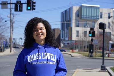 Through her job with the civil engineering firm TEC, transportation engineering graduate student Jenna Howard '19 is leading the design of UML's Pawtucket Greenway, which will improve the connection between South Campus and the rest of the university.