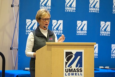 Chancellor Jacquie Moloney sees UML's sustainability and renewable energy efforts as one of her "greatest legacies" at the university.