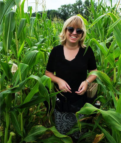 Madelaine Bartlett in the maize field. Credit: UMass Amherst