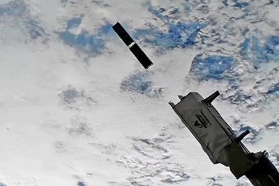 UMass Lowell’s SPACE HAUC satellite orbiting above clouds