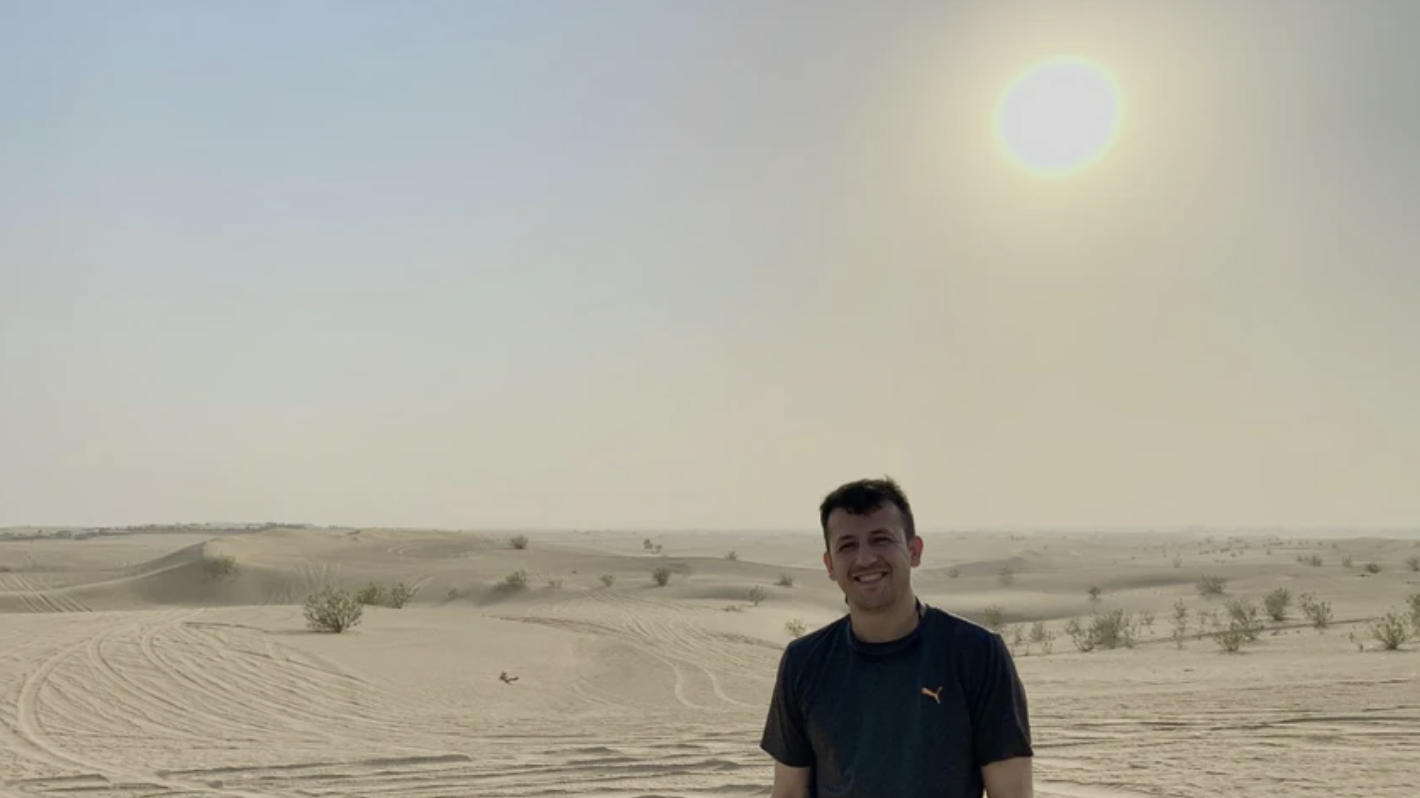 Dr. Achilov in the Middle East during fieldwork in 2019.