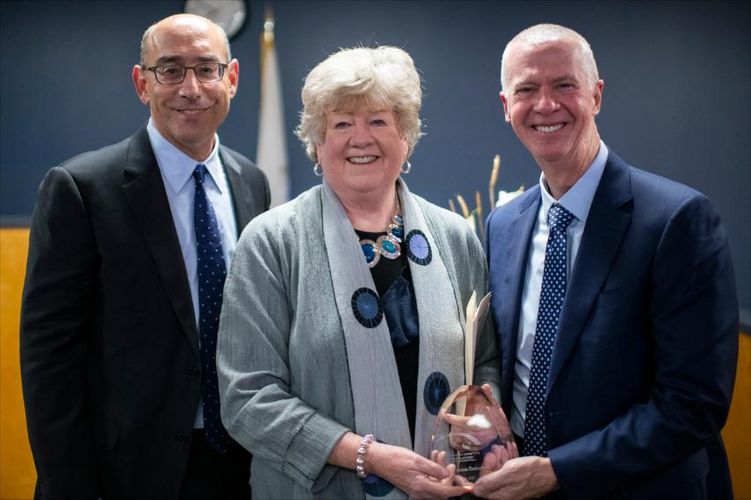 UMass Law Dean Eric Mitnick, UMass Dartmouth Chancellor Emerita Jean MacCormack, and UMass Dartmouth Chancellor Mark Fuller