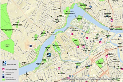 Map of UMass Lowell campus
