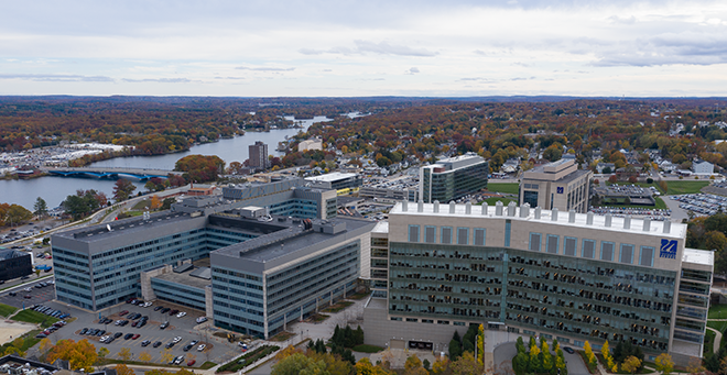 Drone image of UMass Chan Medical School campus