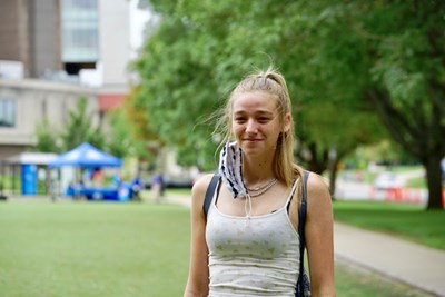 Following in the UML footsteps of her older brother and sister, first-year student Samantha Roche is happy to be starting college in person.