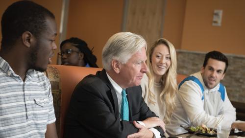 UMass President Marty Meehan with students