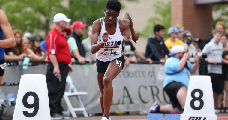 Wadeline Jonathas competing in a track meet